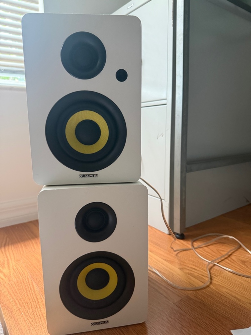 White & Yellow Studio Monitors - Pair